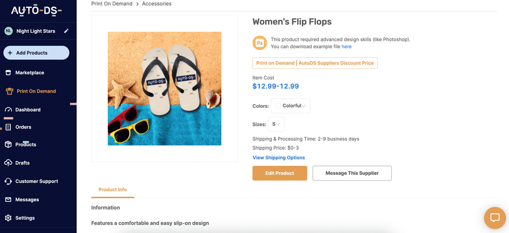 Print on demand products flip flops