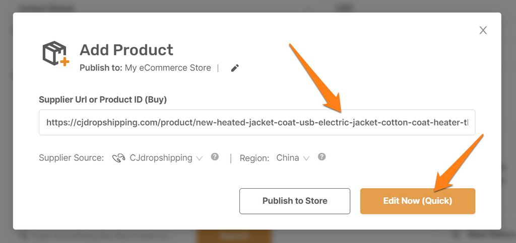 Paste CJ Dropshipping product URL to AutoDS Product Importer