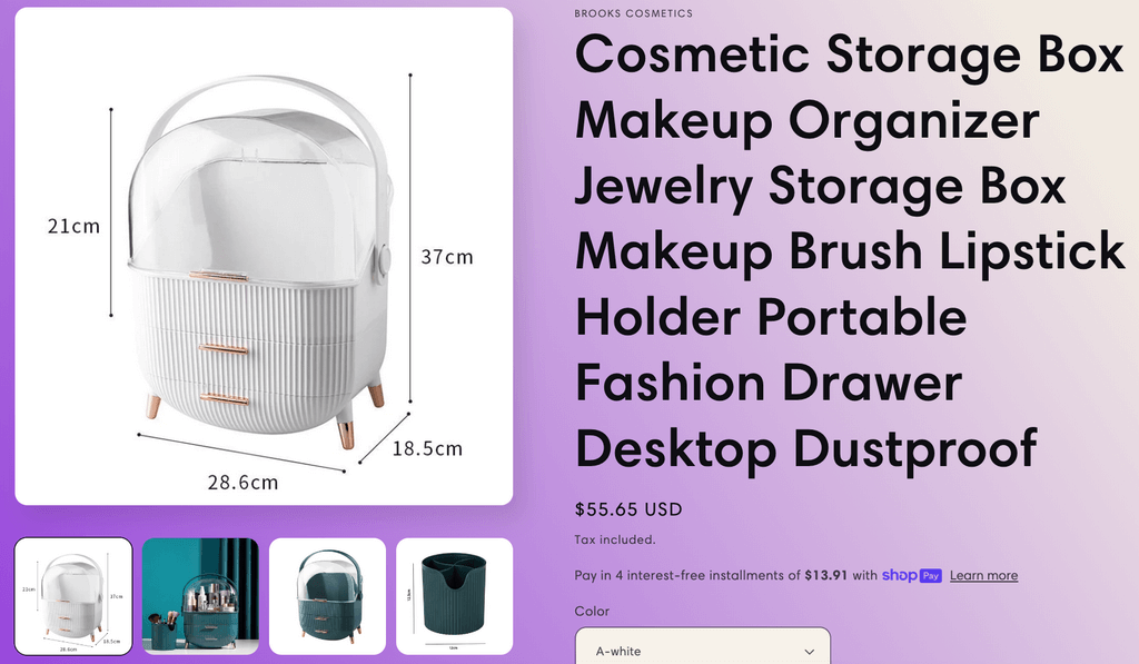 Products to dropship March Makeup Organizer Seller's Website