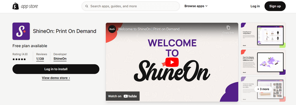 shineon shopify print on demand app