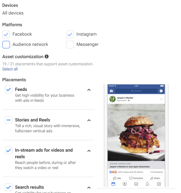 Facebook Ads Device Placements