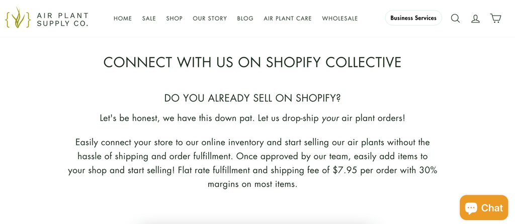 air plant supply co. website for dropshipping plants