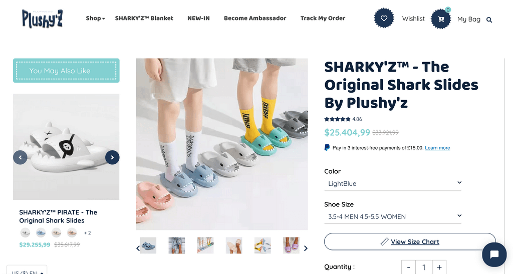 Seller website Shark Slippers