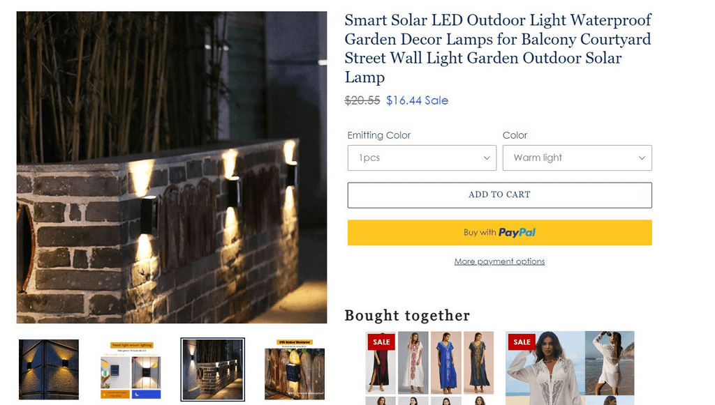 Seller's website smart solar LED outdoors