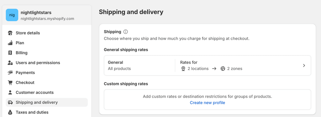 Shopify Shiping and delivery