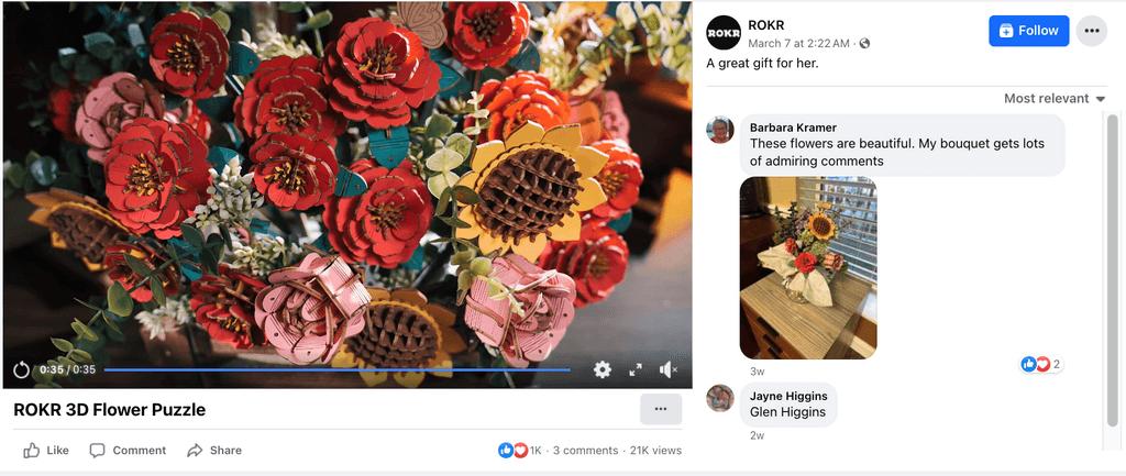 DIY Wooden Flower Bouquet Facebook Ad