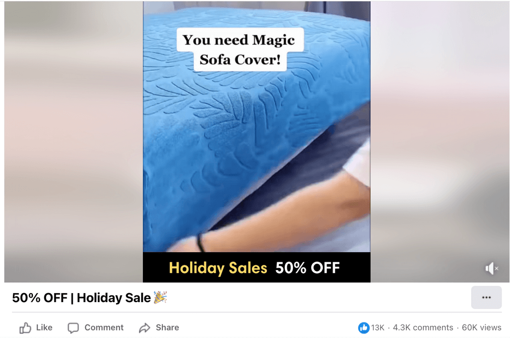 Sofa Cushion Slipcover Protector facebook ad