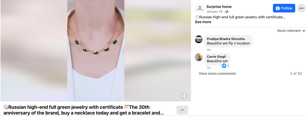 Emerald Stone Jewelry Facebook Ad