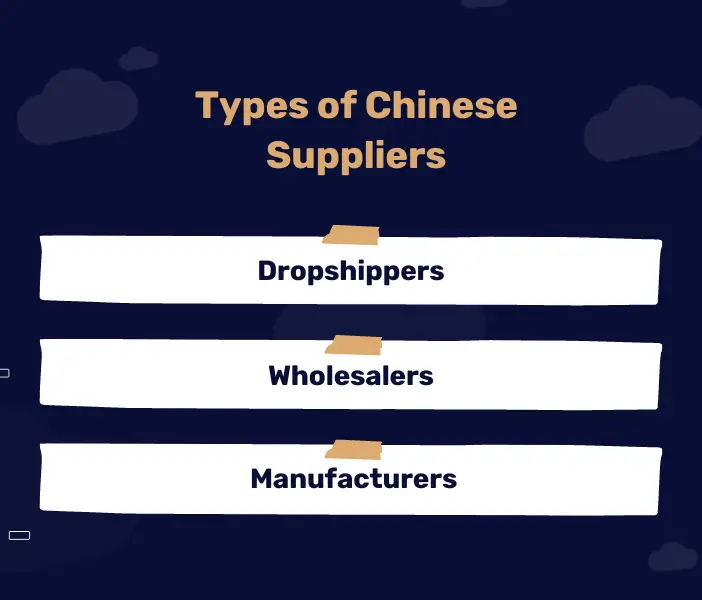types of chinese suppliers