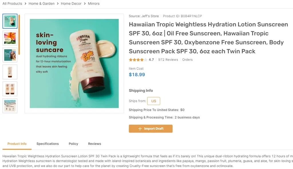 Sunscreen private label dropshipping skincare