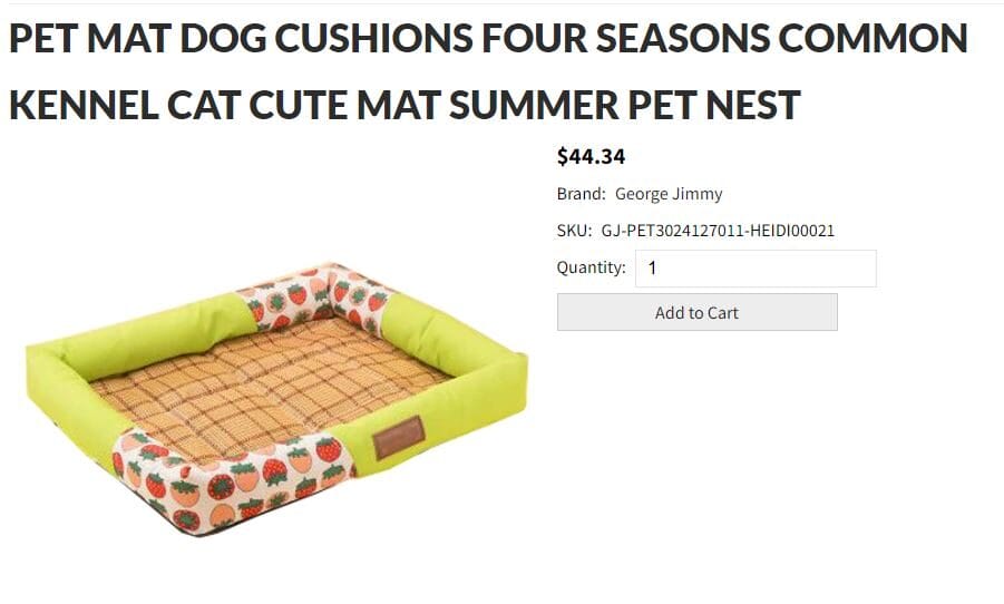 Summer Cat Bed Seller's Website