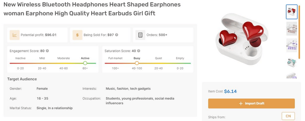 Heart Shaped Earphones best items to dropship