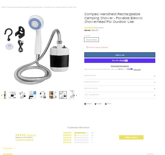 Seller's Website portable shower