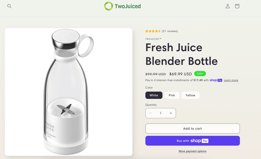 seller's website juice blender