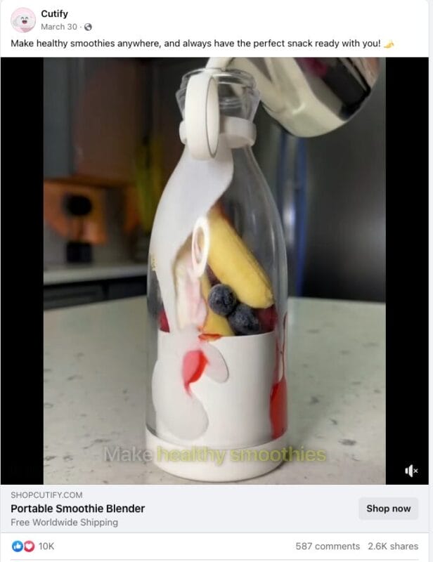 juice bottle blender facebook ad