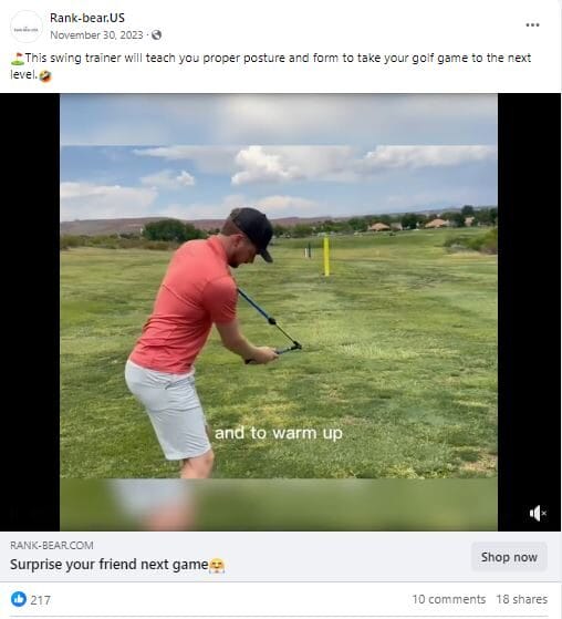 Golf Swing Trainer Facebook
